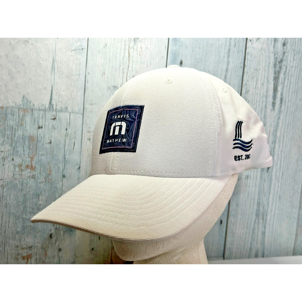 TravisMathew FlexFit 110 White Golf Hat Snapback Tech Cap OSFA